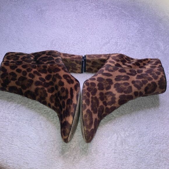 NINE WEST 8.5 Faux Fur Cheetah Animal Print Bootie Boots - Picture 5 of 11